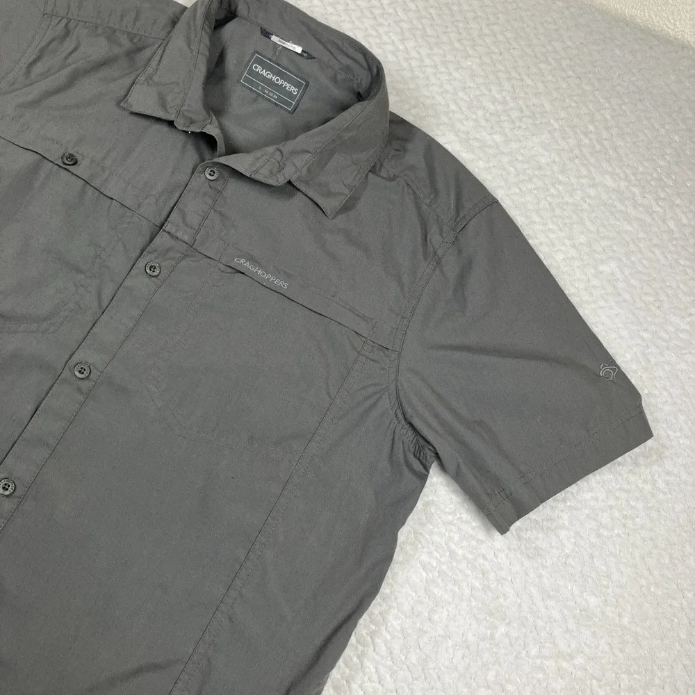 Craghoppers Solar Shield Shirt Mens Large Gray Short Sleeve Outdoors Hiking‎